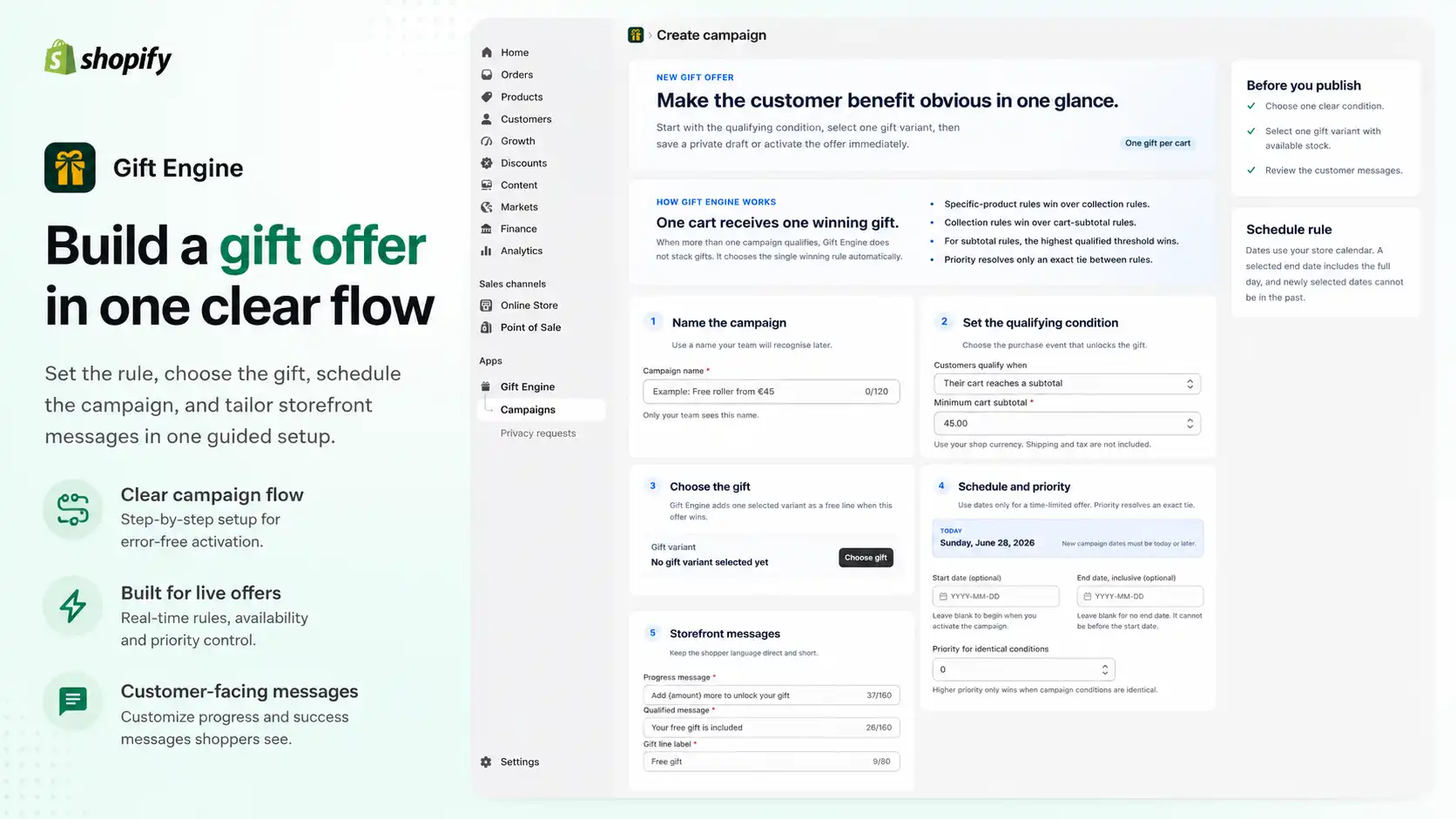 Build an offer in one clear flow
